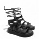 Flatform Σανδάλια με κορδόνια σε Μαύρο