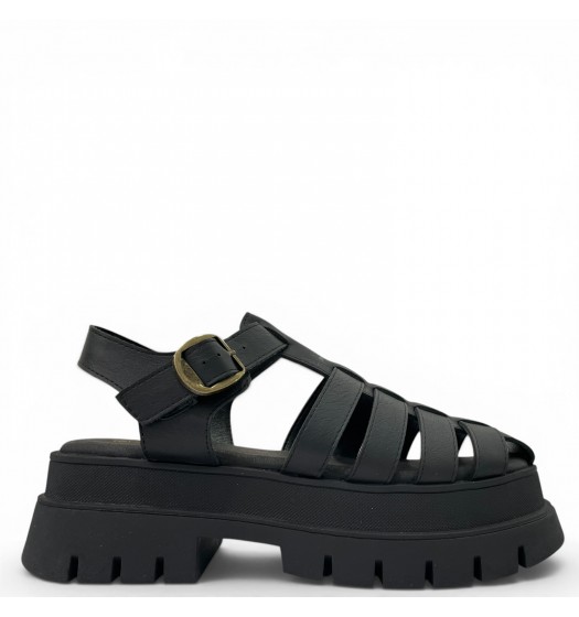 Γυναικεία Fisherman Sandals με Chunky Πλατφόρμα-Μαύρο