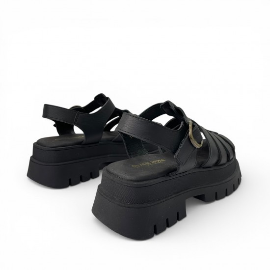 Γυναικεία Fisherman Sandals με Chunky Πλατφόρμα-Μαύρο