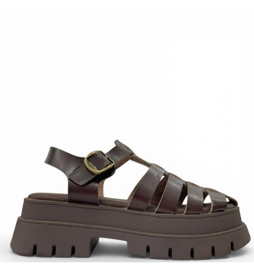 Γυναικεία Fisherman Sandals με Chunky Πλατφόρμα-Καφέ