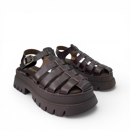 Γυναικεία Fisherman Sandals με Chunky Πλατφόρμα-Καφέ