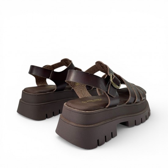Γυναικεία Fisherman Sandals με Chunky Πλατφόρμα-Καφέ
