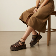 Γυναικεία Fisherman Sandals με Chunky Πλατφόρμα-Καφέ