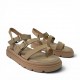 Γυναικεία Suede Σανδάλια Flatforms με Λουράκια-Μπέζ