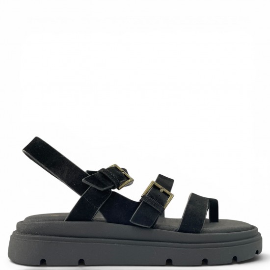 Γυναικεία Suede Σανδάλια Flatforms με Λουράκια-Μαύρο