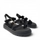 Γυναικεία Suede Σανδάλια Flatforms με Λουράκια-Μαύρο