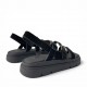Γυναικεία Suede Σανδάλια Flatforms με Λουράκια-Μαύρο