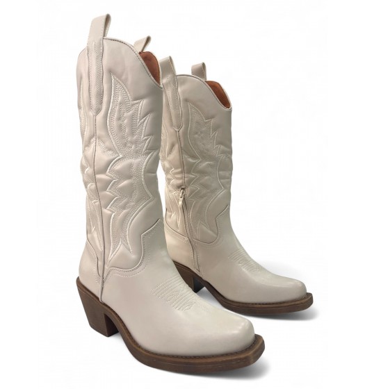 Cowboy Μπότες με τετράγωνη μύτη σε Μπέζ