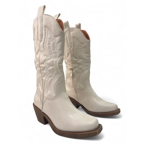 Cowboy Μπότες με τετράγωνη μύτη σε Μπέζ